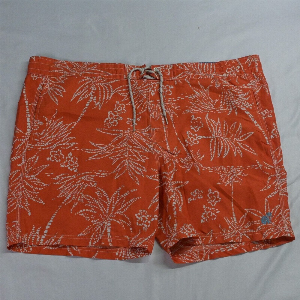 Caribbean Joe XXL x 7" Orange‎ Print Pull On Mesh Lined Swim Trunks Shorts